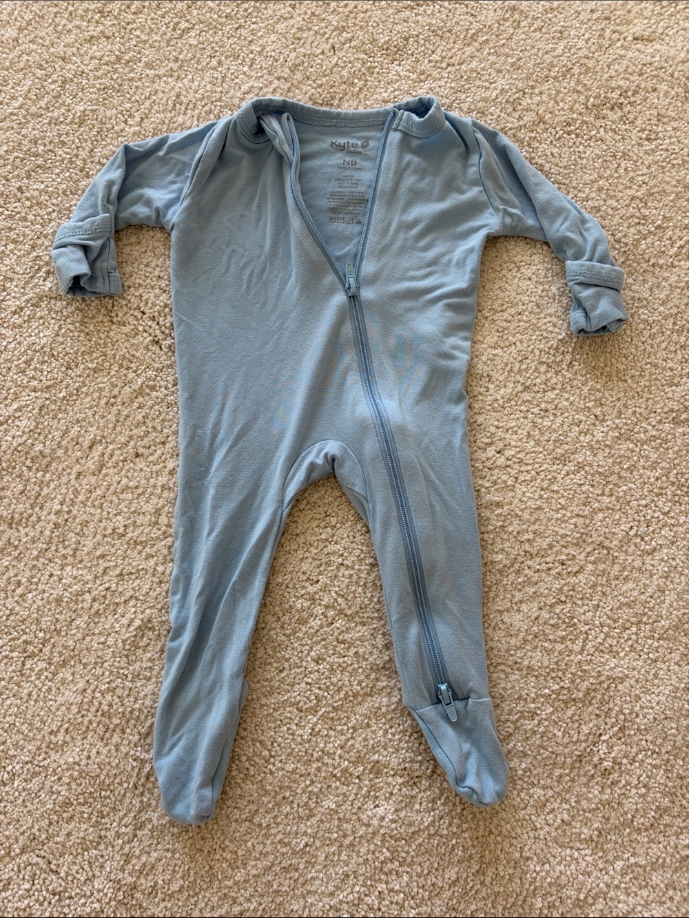Kyte BABY Soft Light Blue Footed Zipper One-Piece
